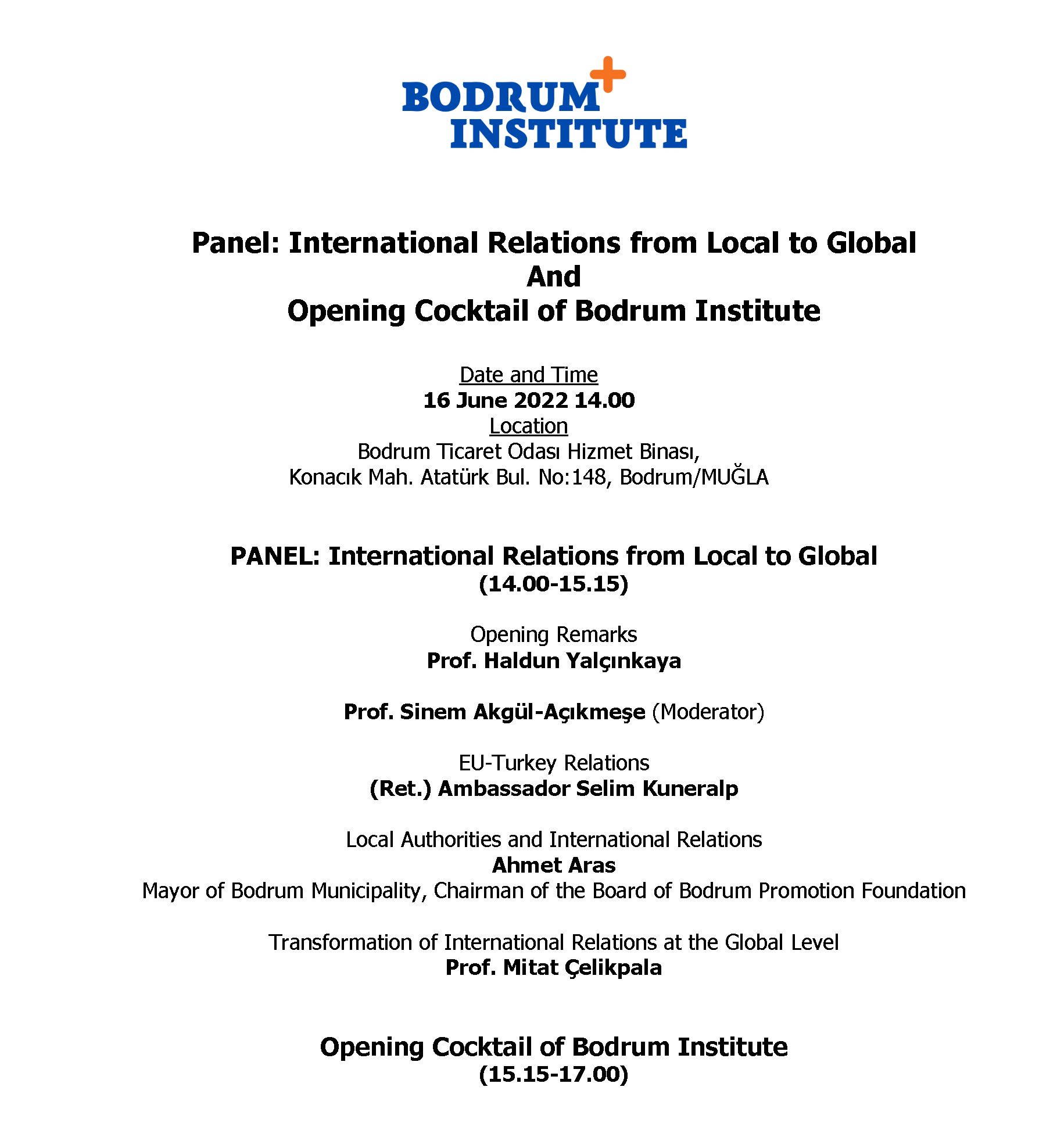International Relations from Local to Global Panel